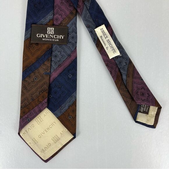 Givenchy Vintage Italian Silk Tie- Orange, Blue & Pink - Picture 3 of 4